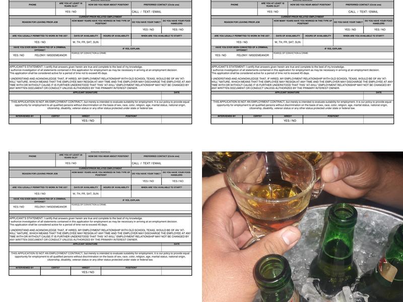 Old School Texas Menu