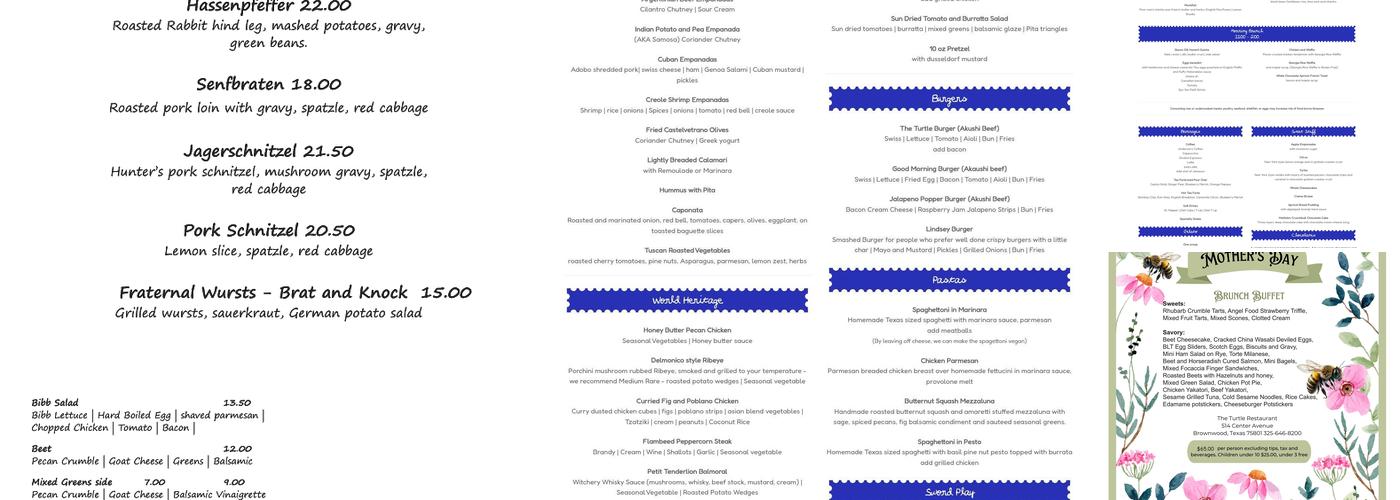 The Turtle Enoteca, LTD Menu