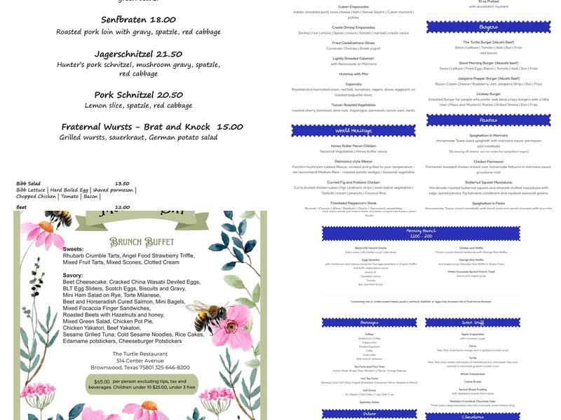 The Turtle Enoteca, LTD Menu