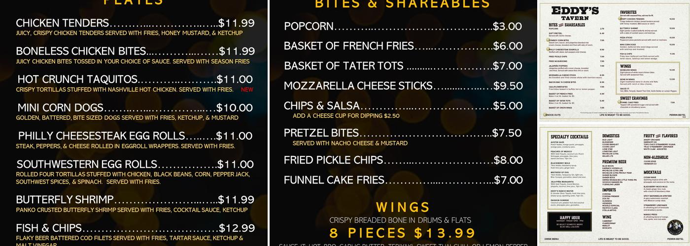 Eddy's Tavern & Social San Antonio-Perrin Beitel Menu