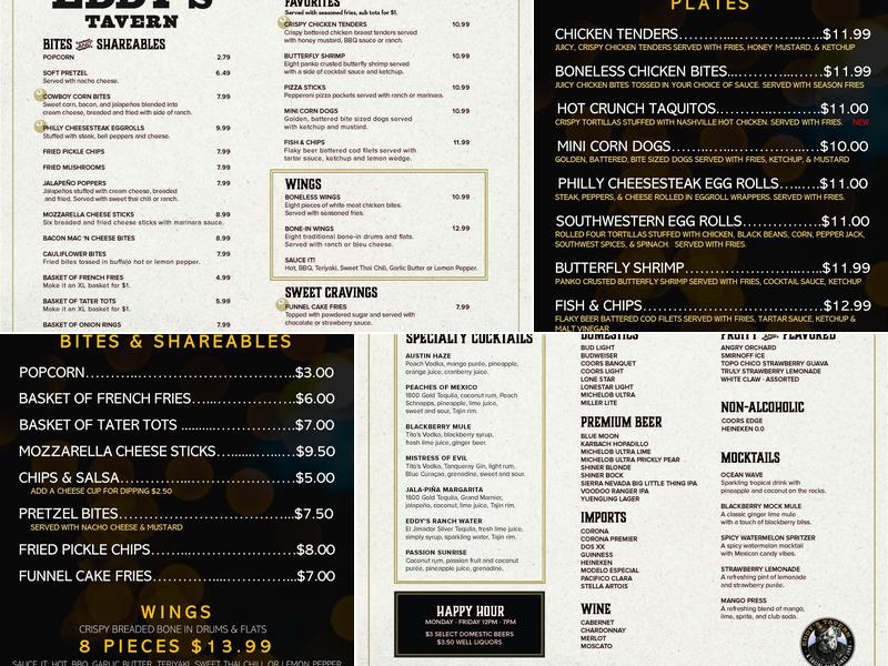 Eddy's Tavern & Social San Antonio-Perrin Beitel Menu