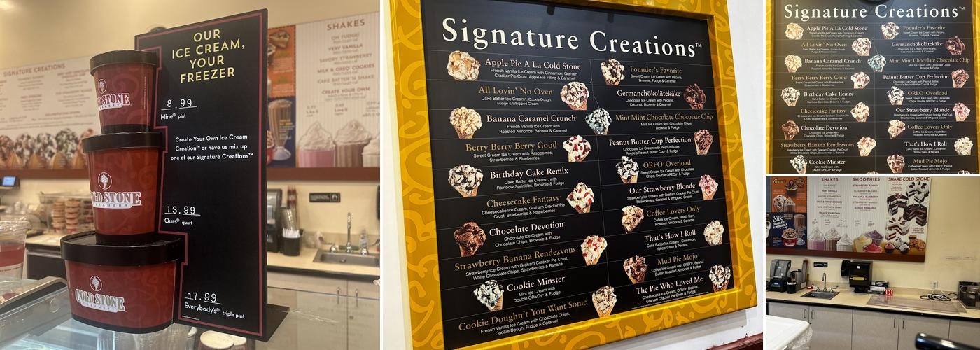 Cold Stone Creamery Menu