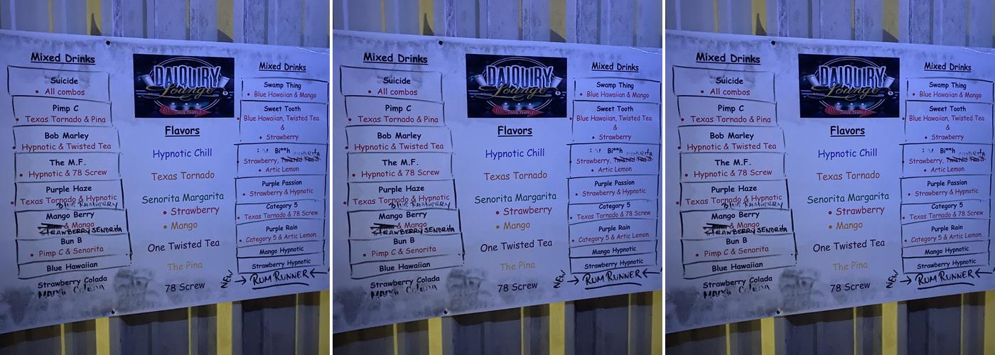 Daiquiry Lounge Menu