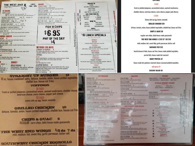 The West End - A Public House Menu