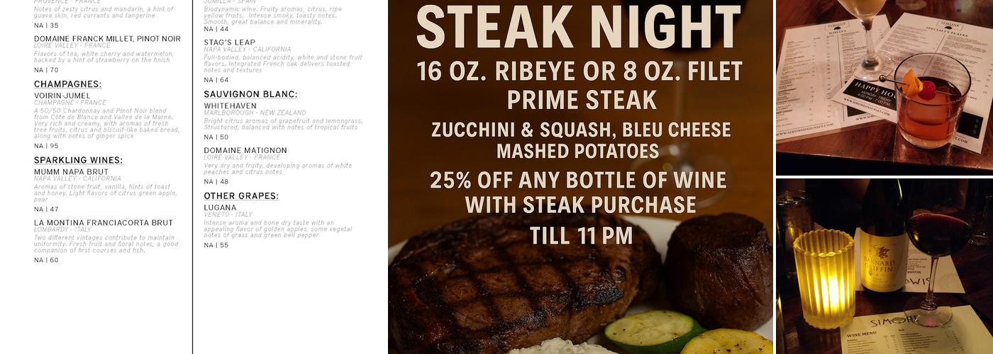 Simone on Sunset Menu