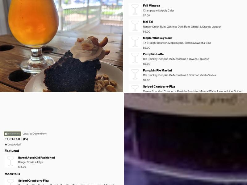 1908 House of Wine & Ale Menu