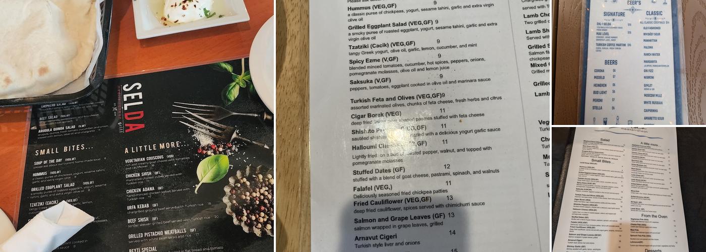 Selda Mediterranean Kitchen & Bar Menu