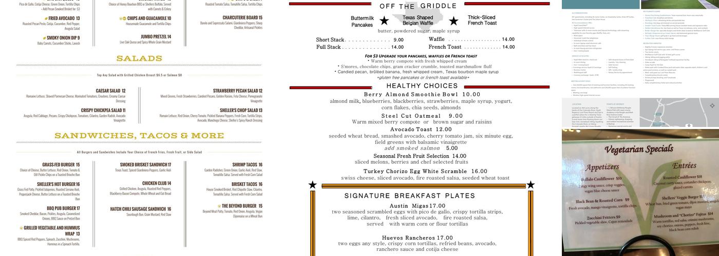 Shellers Barrelhouse Bar Menu