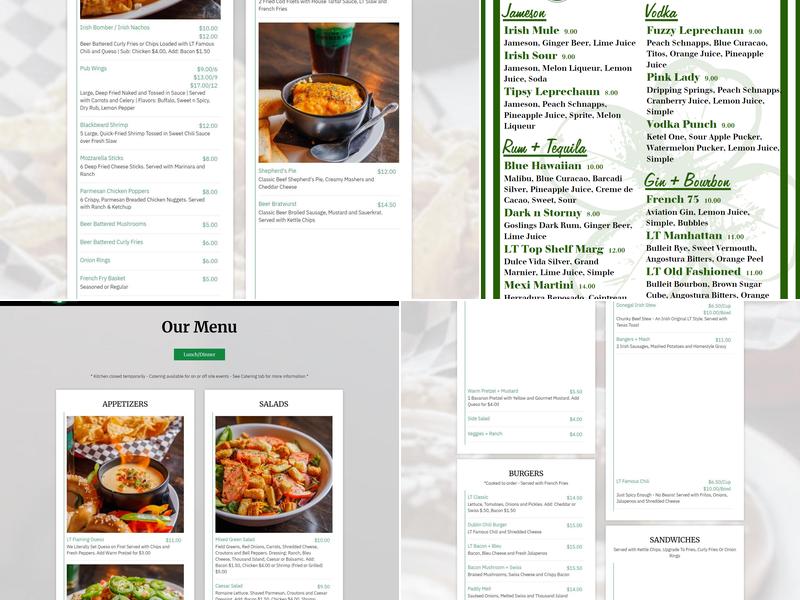 LT Corner Pub Menu