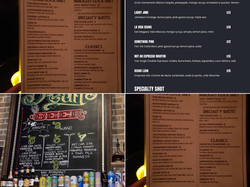 Dean's Downtown Menu