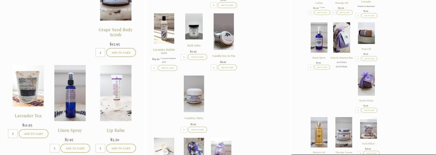 Becker Vineyards Menu