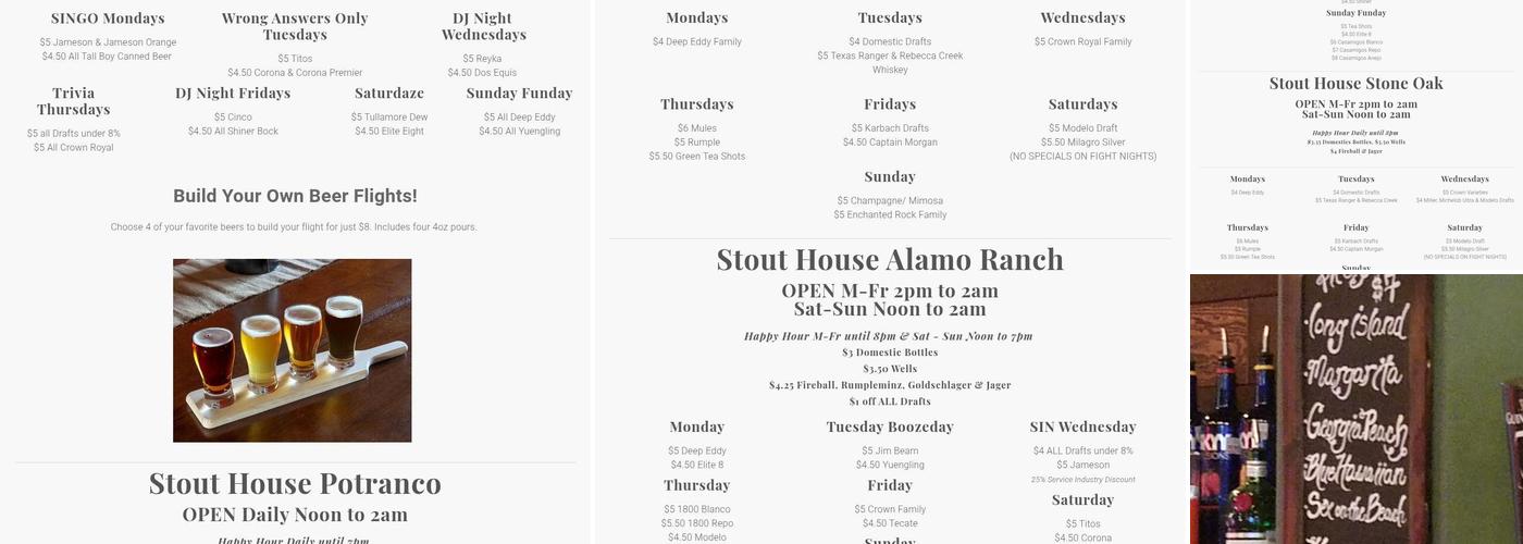 Stout House Menu