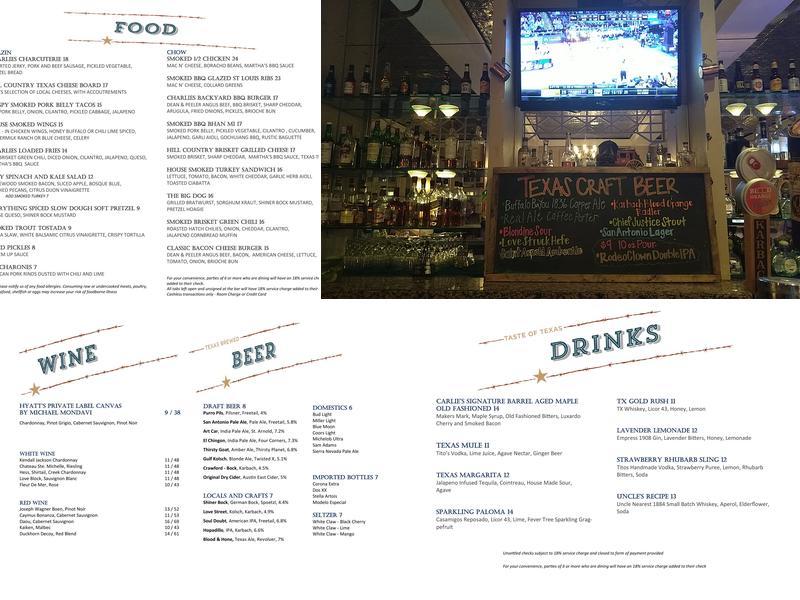 Charlie's Long Bar Menu