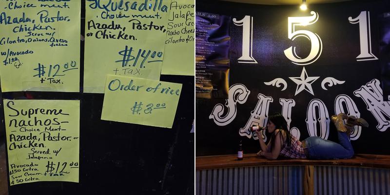 151 Saloon Menu
