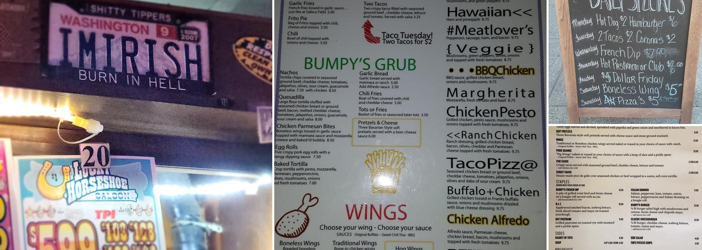 Bumpy's Pub Menu
