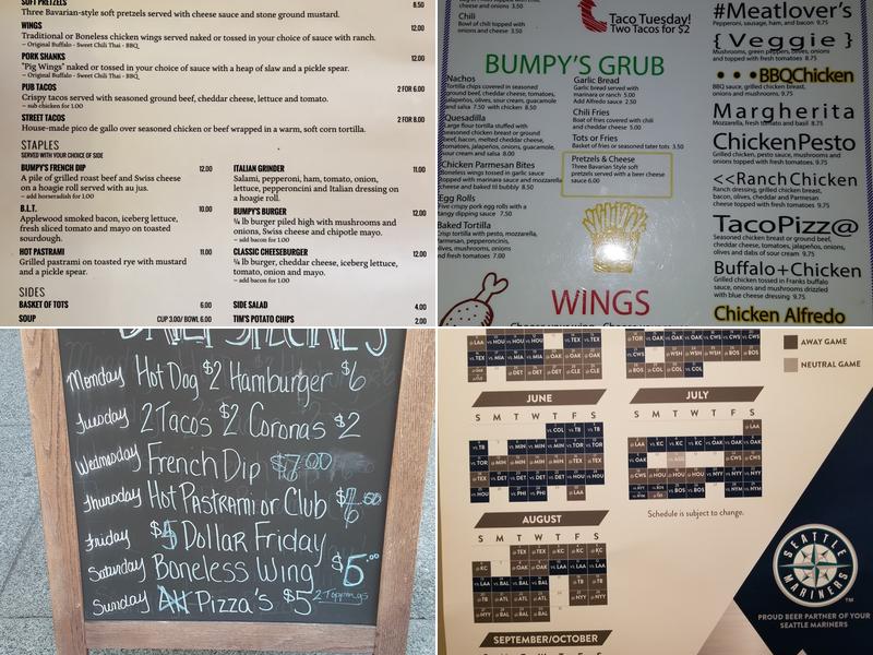 Bumpy's Pub Menu