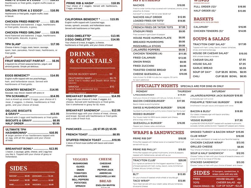 Tracyton Public House Menu