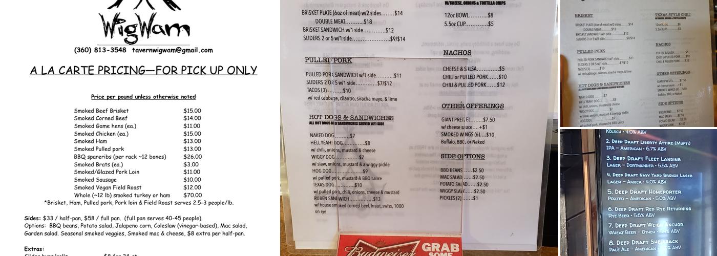 Wig Wam Pub Menu