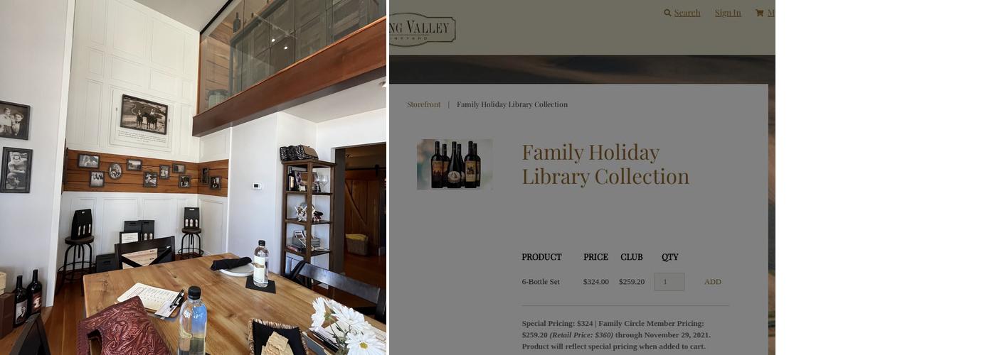 Spring Valley Vineyard Tasting Room Menu