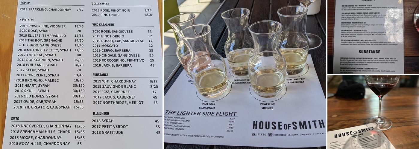 House of Smith Wines - Walla Walla Tasting Room Menu