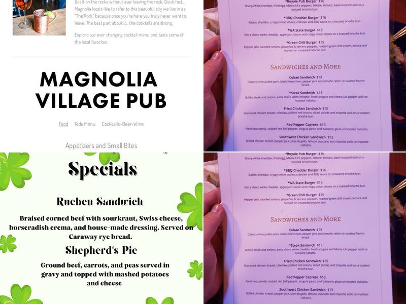 Magnolia Village Pub Menu