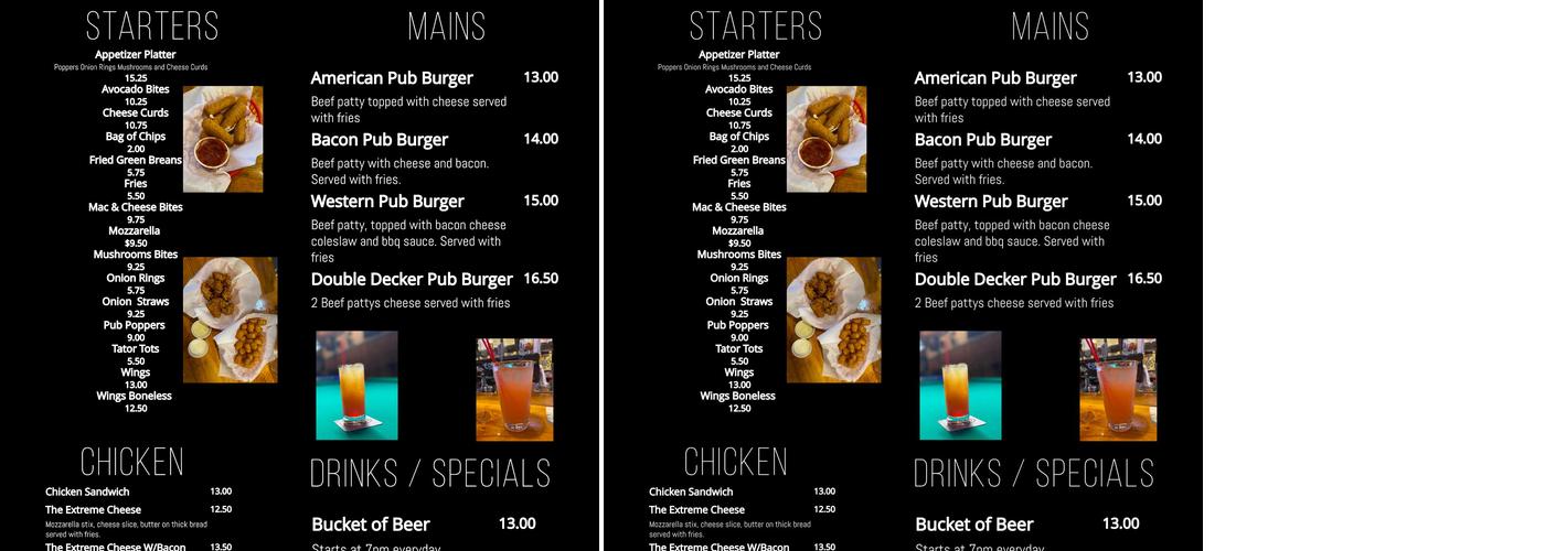 Midway Pub Menu
