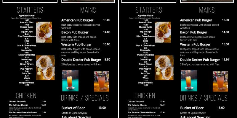 Midway Pub Menu