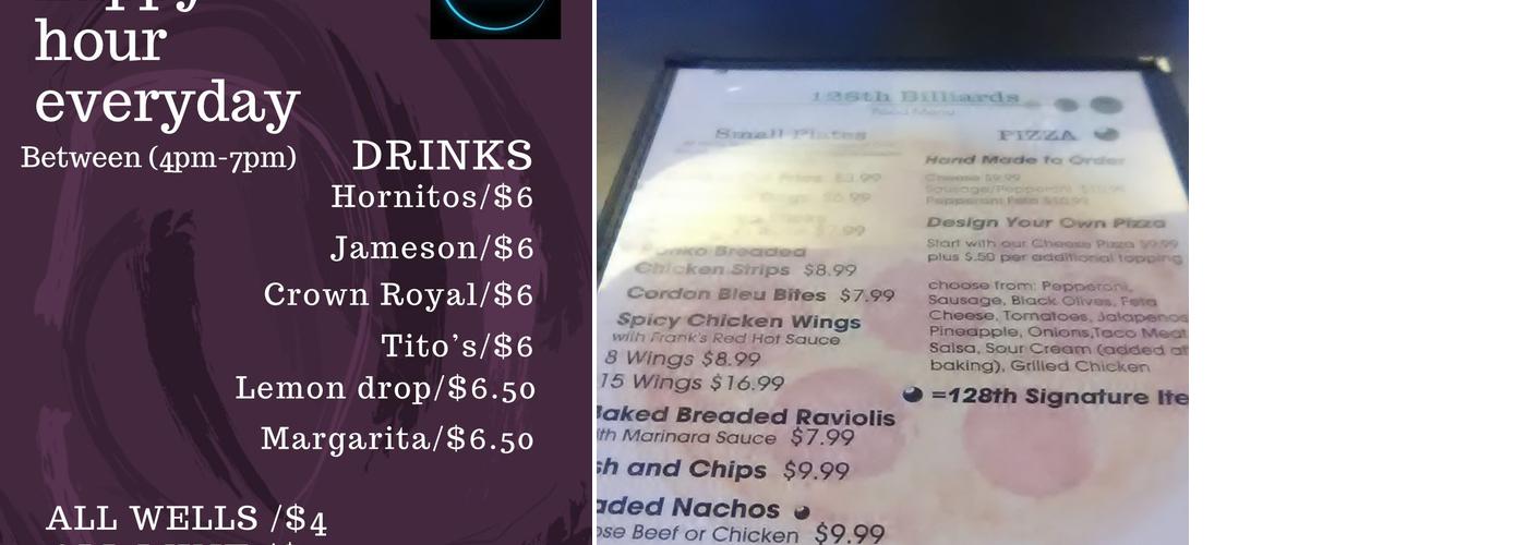 128th Sports Bar Menu