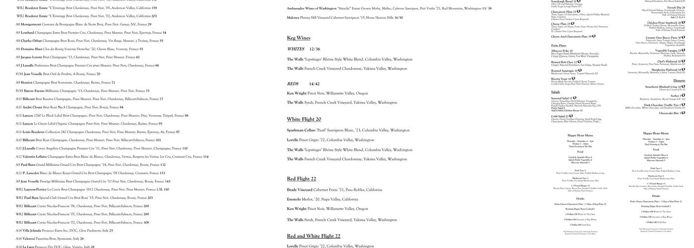 The Vault Wine Bar - Bistro & Event Space Menu