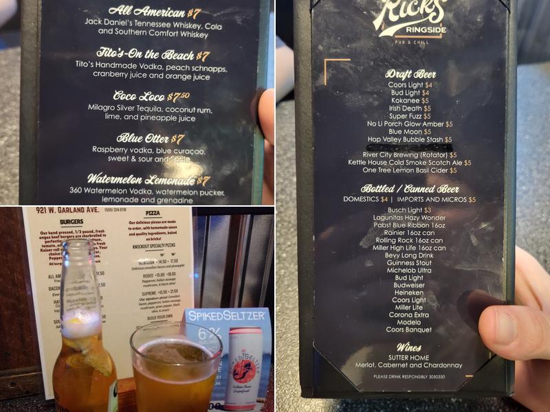 Ricks Ringside Menu