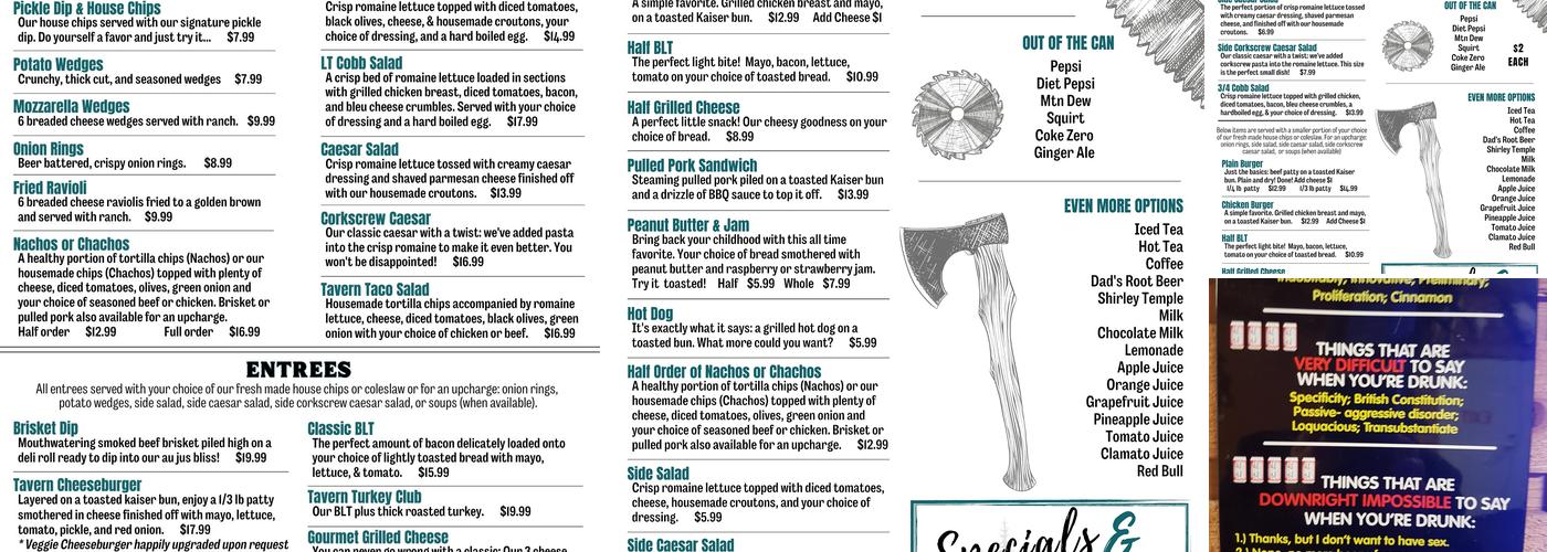 Lyman Tavern Menu