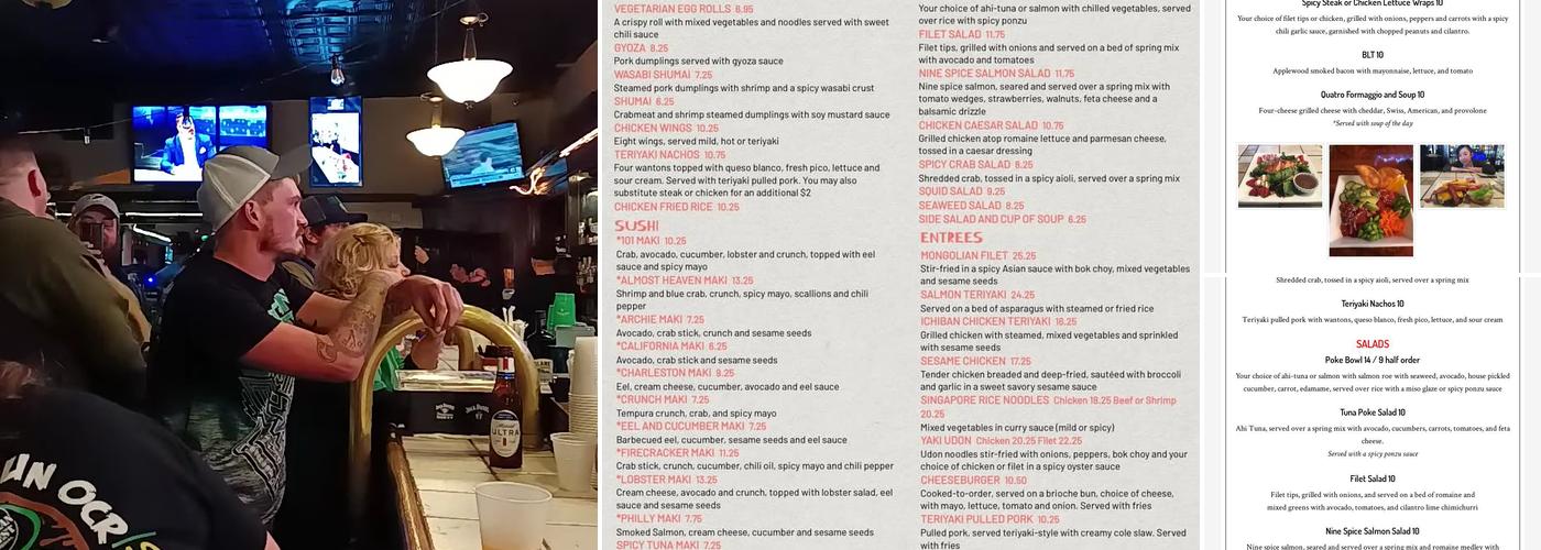 Bar 101 Menu