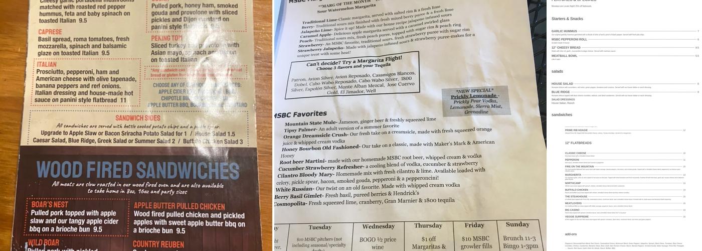 Mountain State Brewing Co Menu