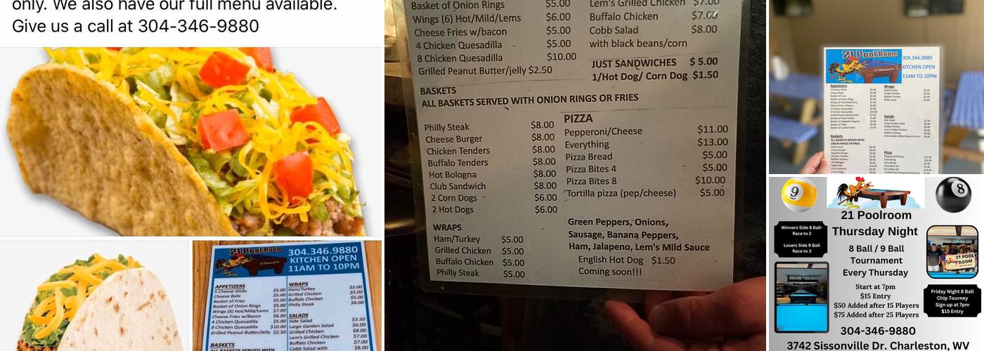 21 Pool Room Menu