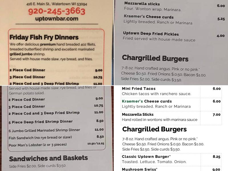 Uptown Bar & Grill Menu