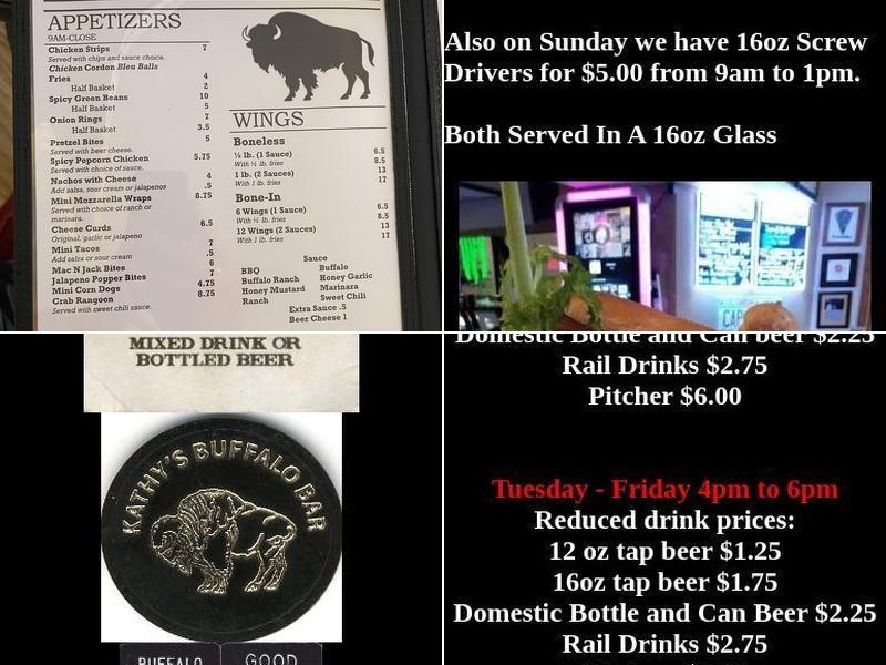 Kathy's Buffalo Bar Menu