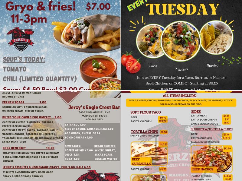 Eagle Crest Bar Menu