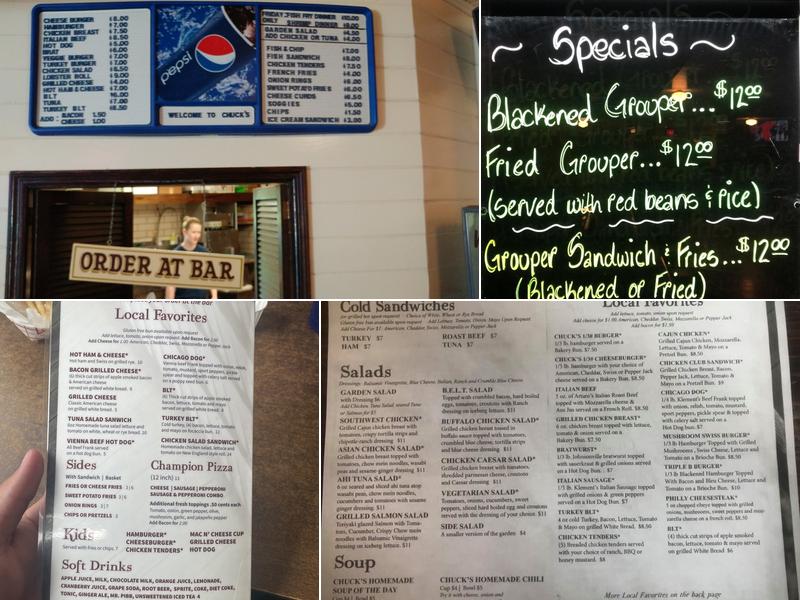 Chuck's Lakeshore Inn Menu