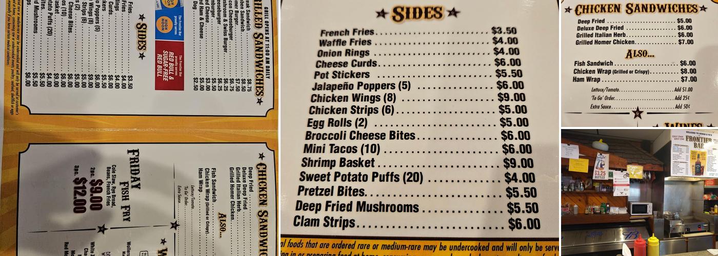 Frontier Bar Menu