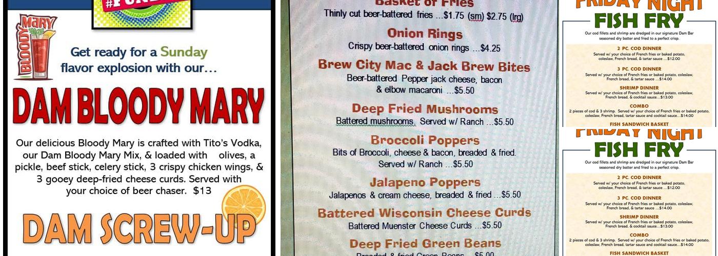 The Dam Bar Menu