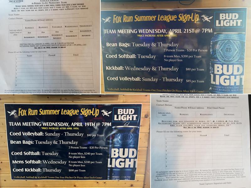 Fox Run Tavern Menu