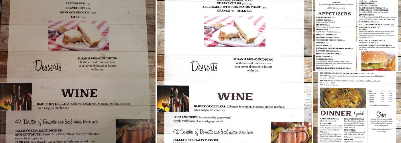 Ellenboro Saloon Menu