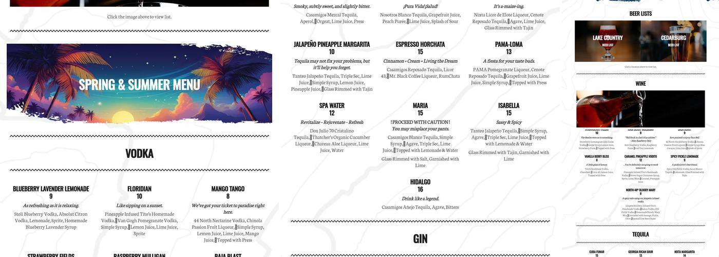 North 48 Menu