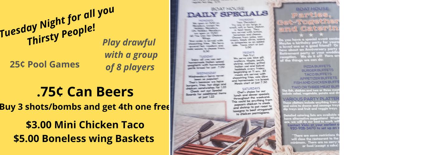 Thirsty Marlins Menu