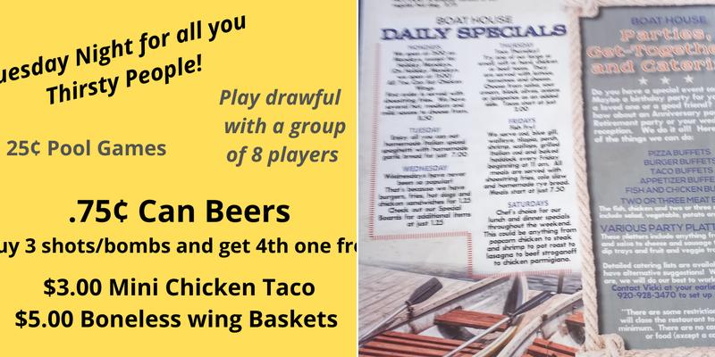 Thirsty Marlins Menu