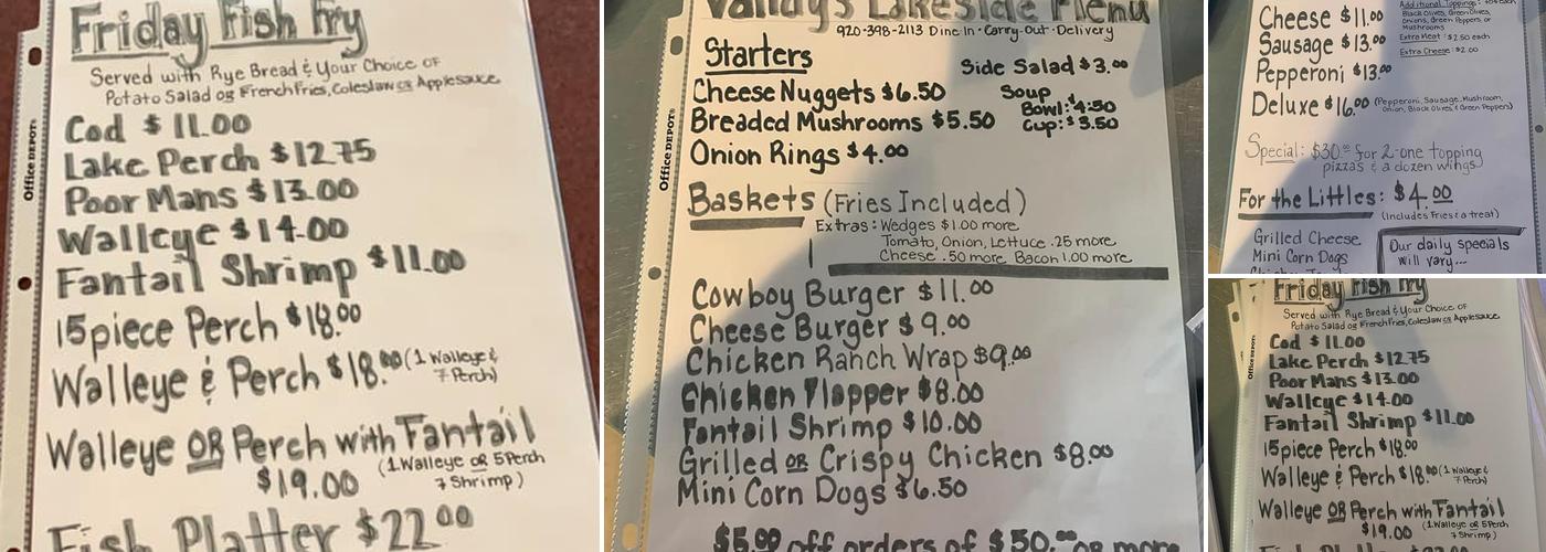 Vandy's Lakeside Pub Menu
