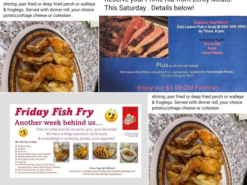 Leders Pub n Grub Menu