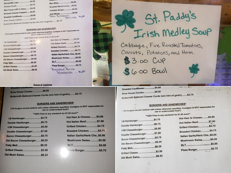 Cooligins Menu