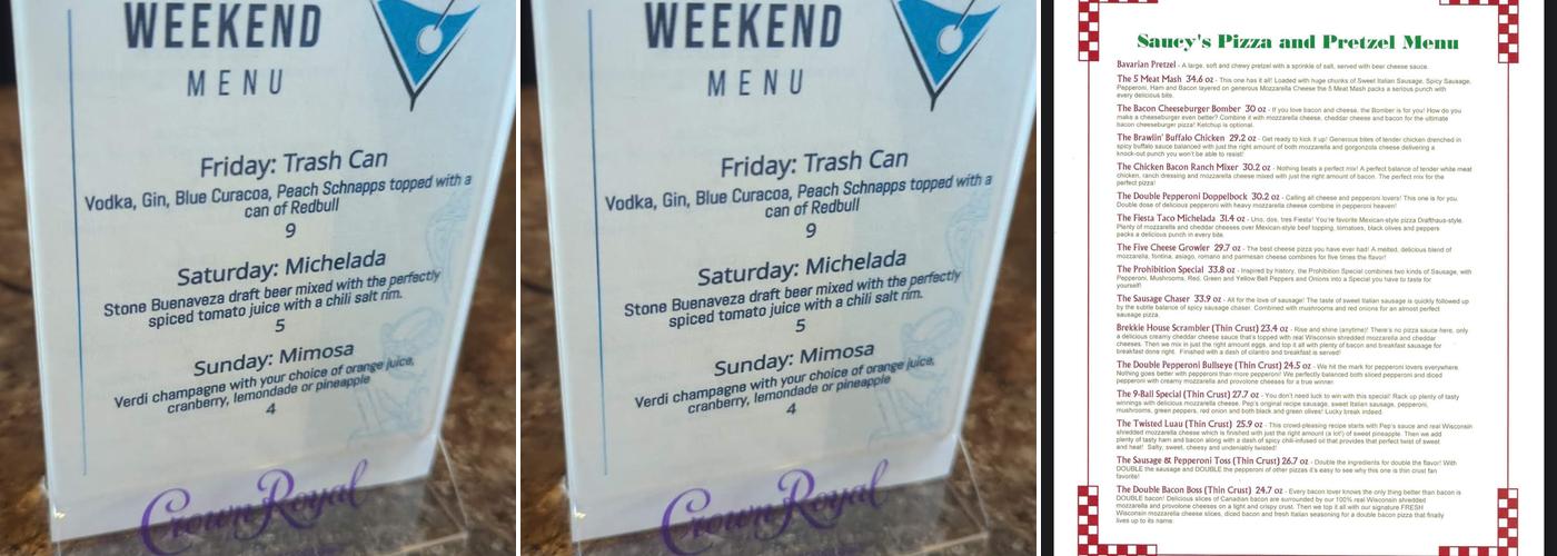 Saucy's Sports Bar Menu