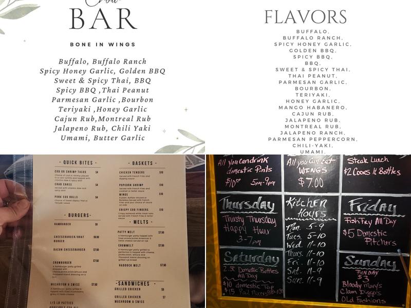 Crow Bar & Grill Menu